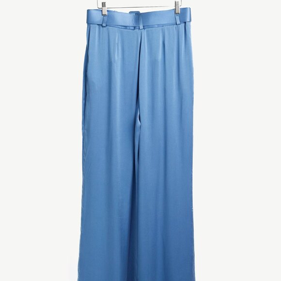 Zimmermann PF/24 Cornflower Belted Charmeuse Silk Tuck Pants - Picture 2 of 10